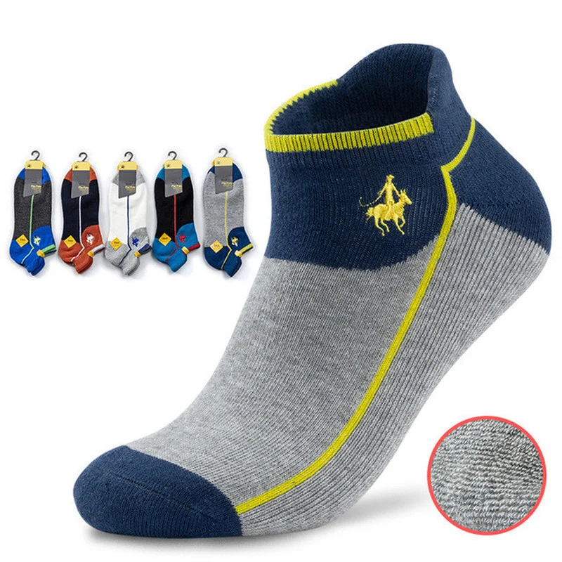 Thick Towel Bottom Boat Men Socks Pure Cotton Sweat-absorbent Low Cut 5 Pairs Quality Socks