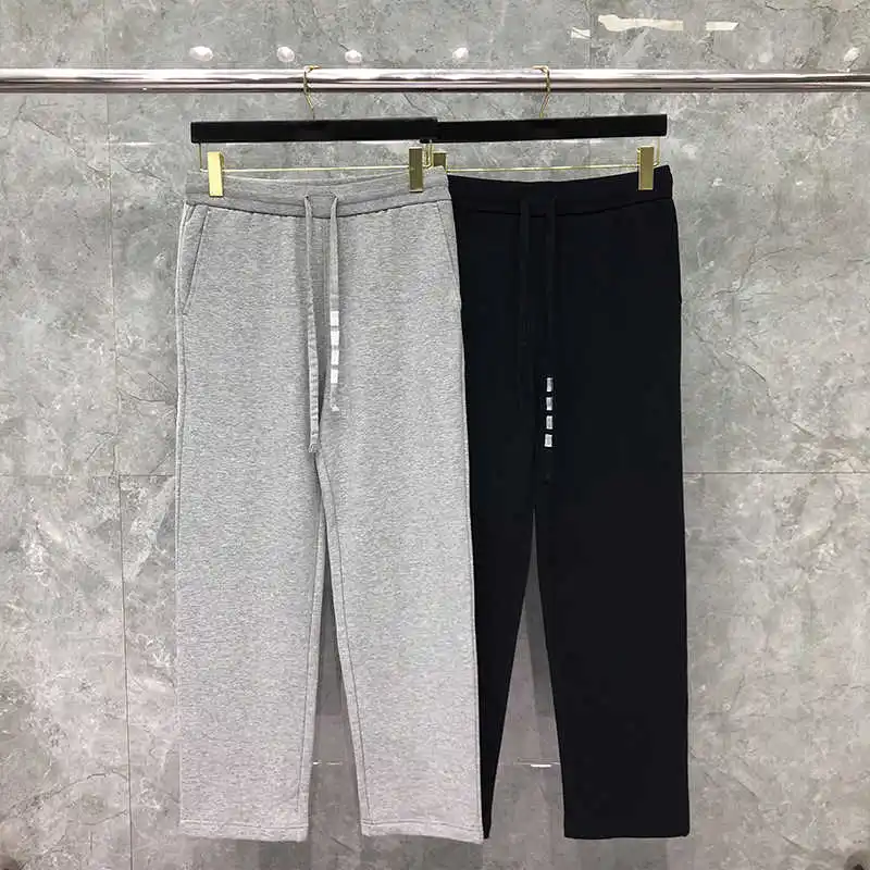 

2021 Fashion TB Thom Brand Sweatpants Loose Men Cotton Casual Sports Trousers Ankle-Length Spring Autumn Jogger Track Pants