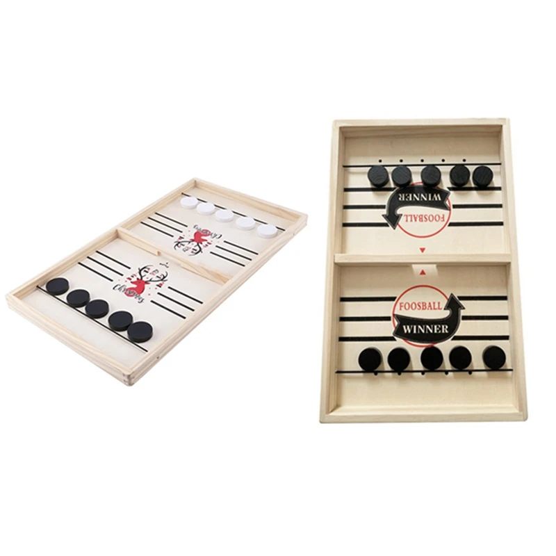 

Wood Tables Family Games,Fast Sling Puck Game Paced, for Adults Parent-Child Interactive Chess Toy Board