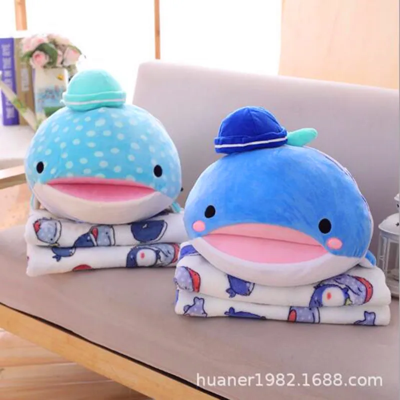 С рисунком в виде китов пуховая хлопковая плюшевая игрушка-подушка Удобная с
