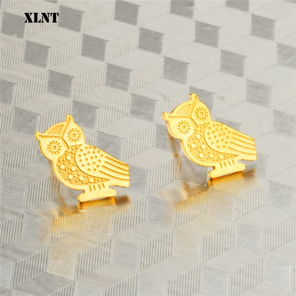XLNT New Style Geometric Gold Color Stud Earring For Women Stainless Steel Owl Animal Earrings | Украшения и аксессуары