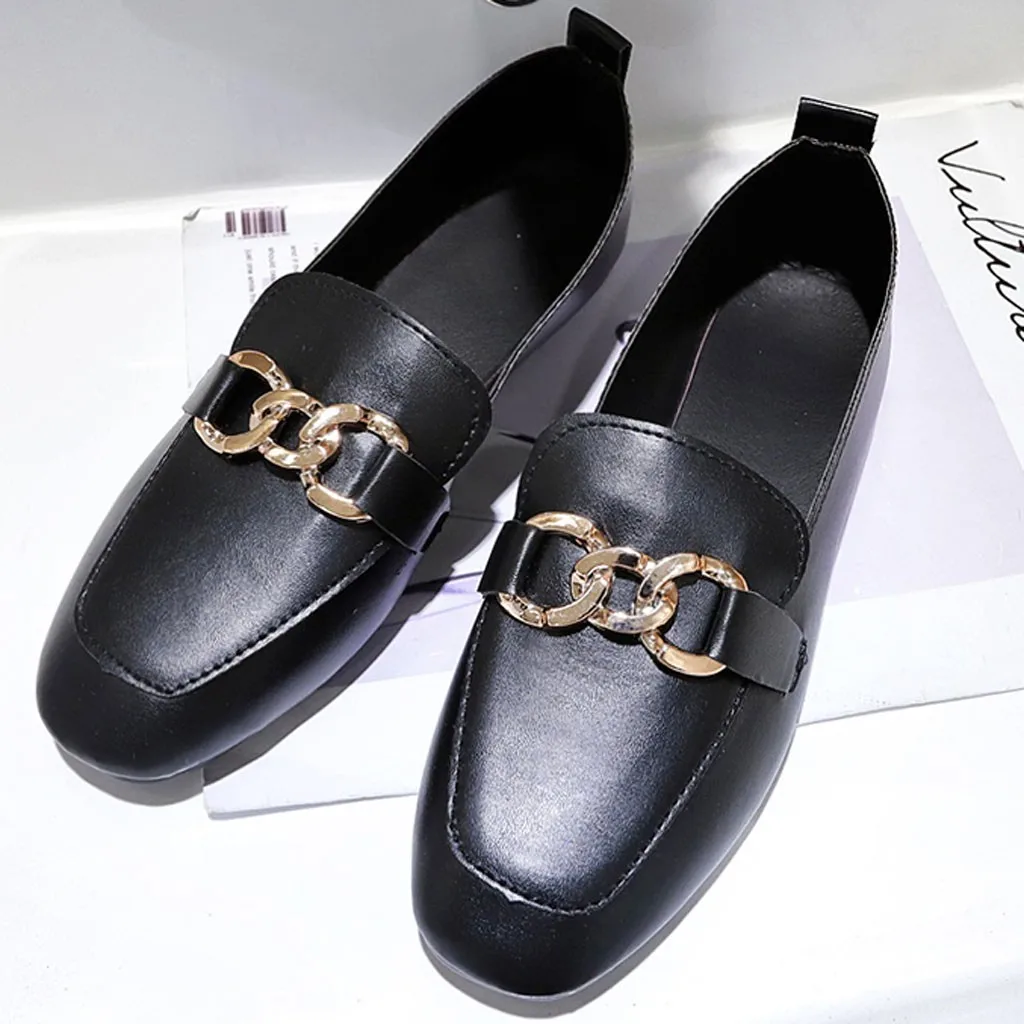 

2021 Flat Bottom Low Top Square Head Women's Solid Color Lefu Shoes British Retro Small Shoes Women's Single Shoes