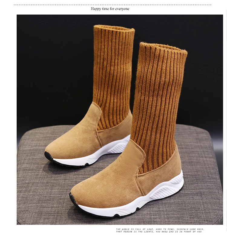 Aleafalling/теплые ботиночки женские вязаные утепленные кроссовки модные ботильоны