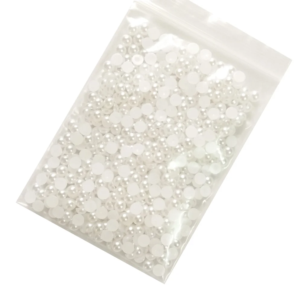 Белые полукруглые жемчужины 5 мм для изготовления карт иммитация искусственного