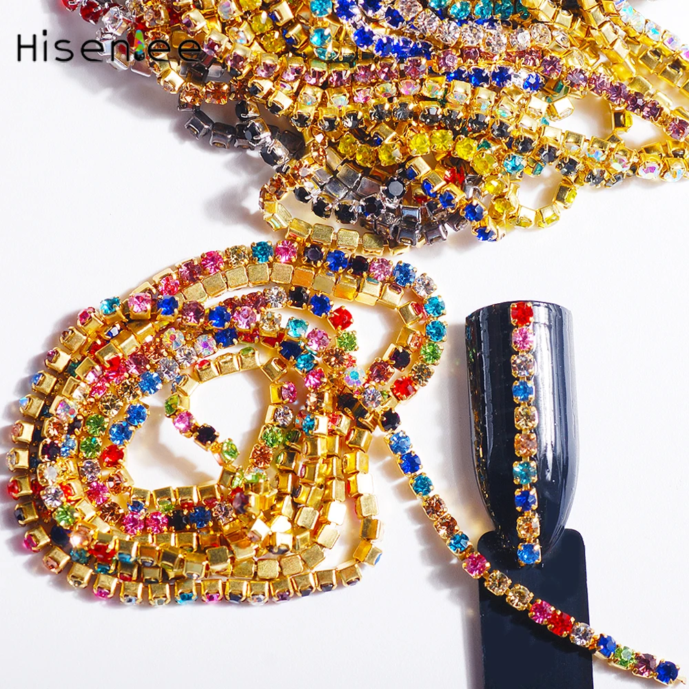 SS6 2 мм 60 см/пакет высокое качество цепочка для ногтей с одним зажимом стеклянные