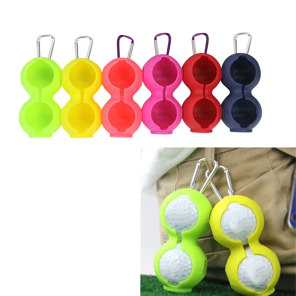 5 Pcs Portable Golf 2 Ball Protective Cover Silicone Waist Holder with Carabiner Golf Line Marker Clip Golf Training Accessories