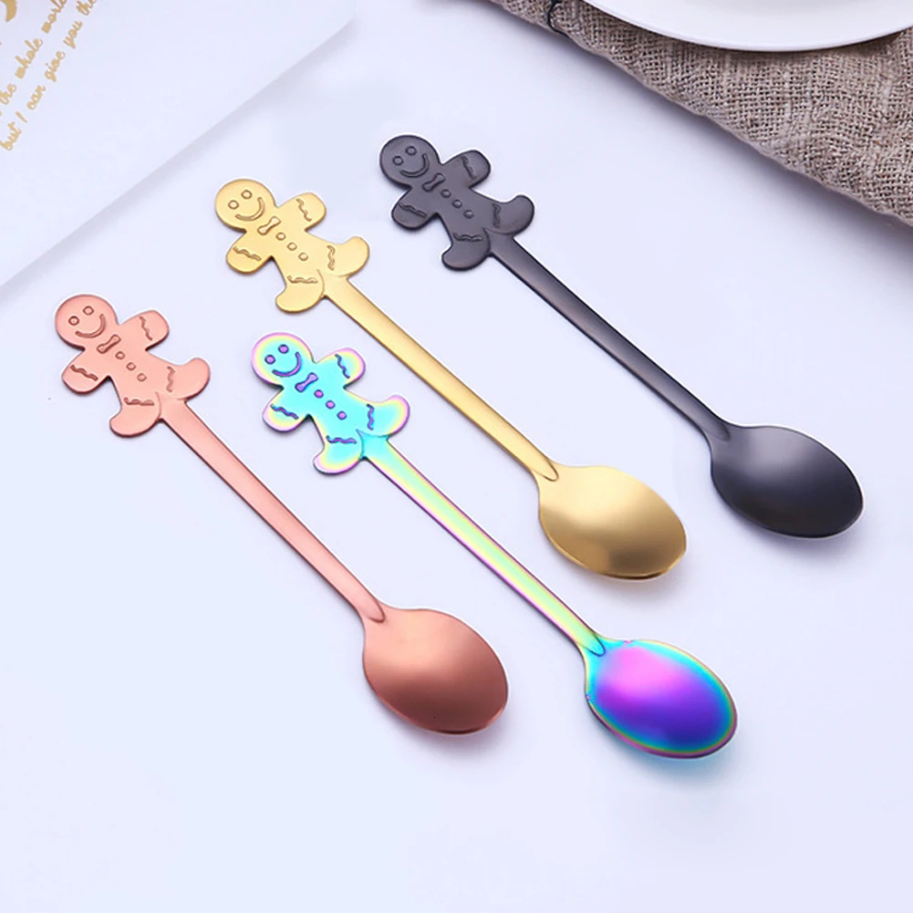 4 шт./компл. Рождественская кофейная нержавеющая сталь для ложек ложка Мороженое