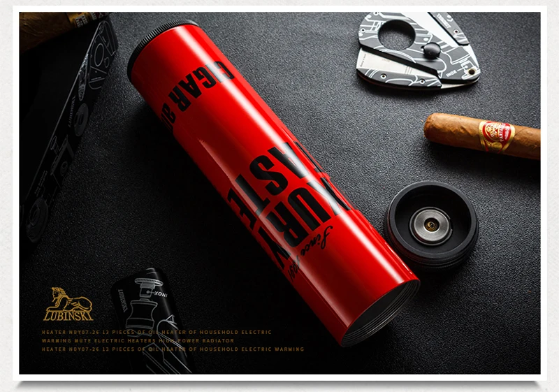 LUBINSKI труба металлическая для сигары путешествия Humidor коробка 3 трубки Чехол