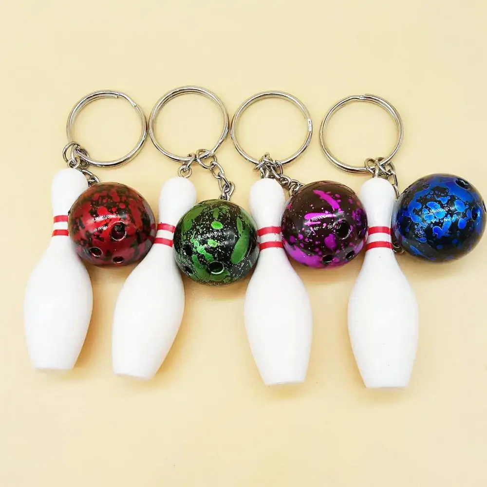 

40%HOT2Pcs Mini Simulation Bowling Ball Keychain Bag Pendant Car Key Ring Accessories