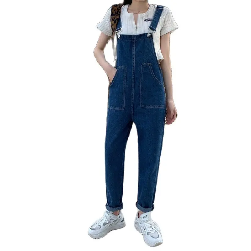 

Женский джинсовый комбинезон, Свободный Повседневный джинсовый комбинезон с широкими штанинами, весна-осень 2021