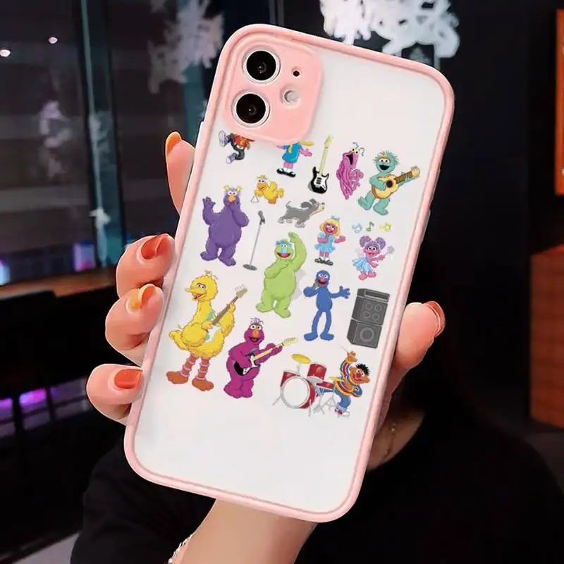 

Ins Sesame Street Cookie Phone Case Matte Transparent for iPhone 7 8 11 12 s mini pro X XS XR MAX Plus cover funda