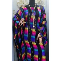 women fashion african clothes 2020 loose party dress batwing sleeve colorful stripe design ladies vestidos robe no 029