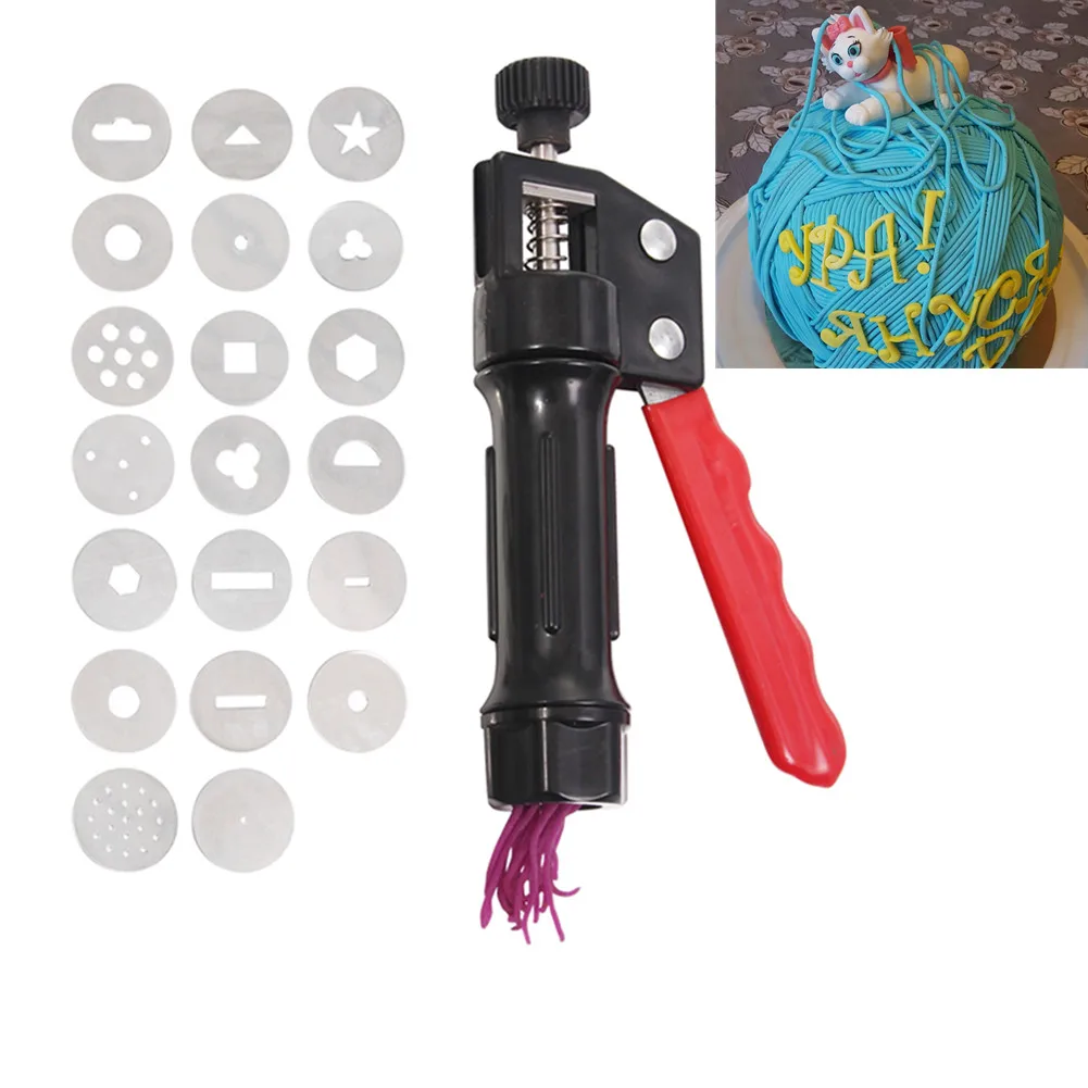 Популярные Пластик Кондитерские Gun Инструмент с 20 наконечниками экструдер для