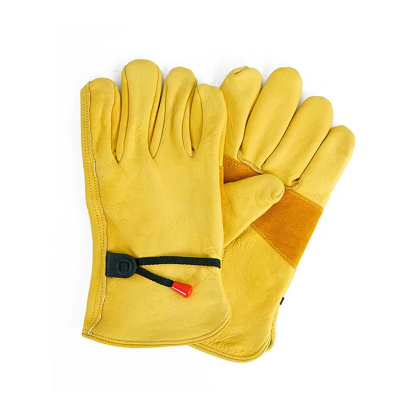 

Перчатки для барбекю и кемпинга на открытом воздухе, Нескользящие толстые износостойкие митенки из воловьей кожи с верхним слоем