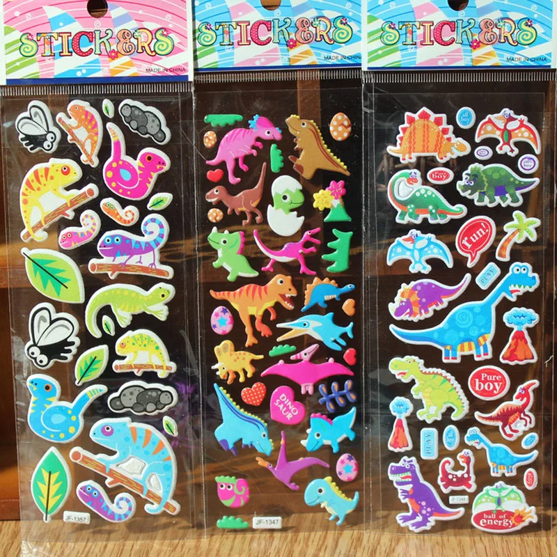 5 шт. с рисунком динозавра из мультфильма ПВХ пузырь наклейки на стену подарки