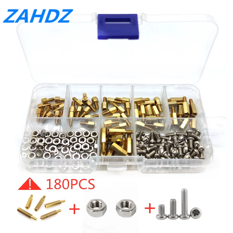 180 шт./компл. M2 M2.5 M3 Шестигранная головка латунные болты с резьбой столб PCB