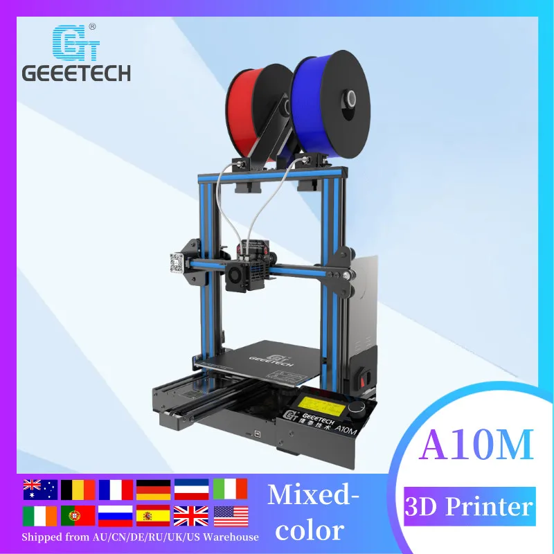 

3D Printer Official Geeetech A10M Mix-color Printing support atuo-leveling and 3d wifi function, Large Print Size 220*220*260mm