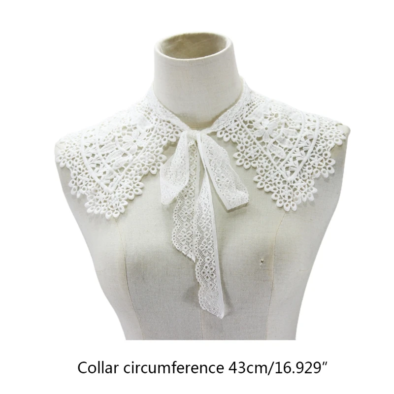

Women Dress Decorative Big Shawl Hollow Out Floral Lace Fake Collar Mini Capelet LX9E