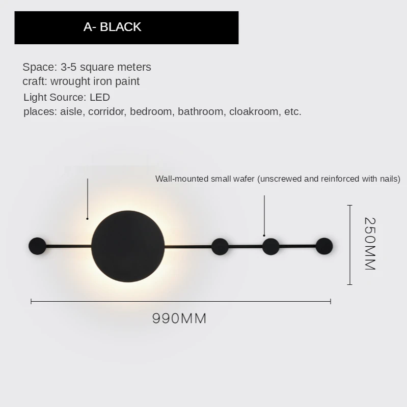 

Настенный светильник LED Nordic черный/белый