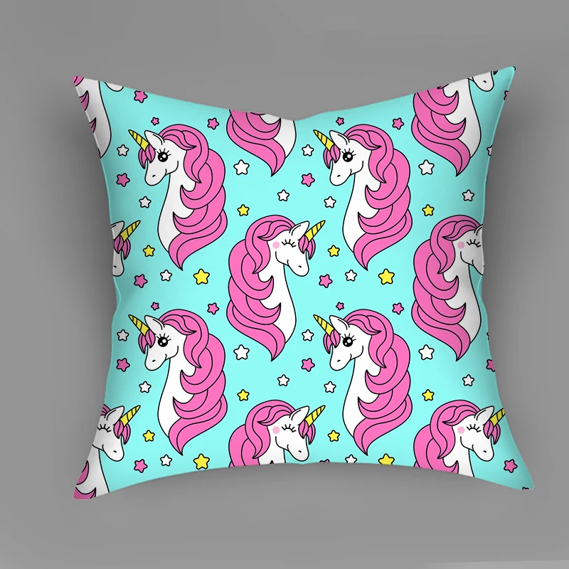

Unicorn Pillow Case Pink Cartoon Illustration Cushion Cover New Horse Fresh Style Pillow Cover Home Decoration throw pillow home