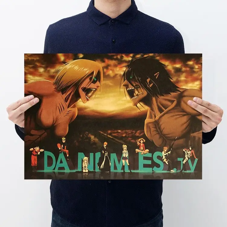 

Attack on Titan Posters Japanese Anime Kraft Paper Prints Clear Image Room Bar Home Art Painting Wall Sticker