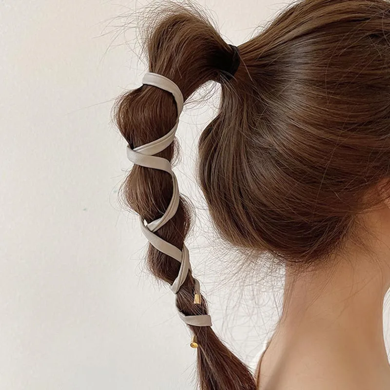 

Новое поступление, женские винтажные кожаные длинные заколки для конского хвоста, повязка на голову, милые украшения для волос, повязки для ...