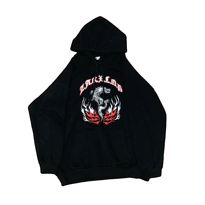 

Korean Style Dark Dragon Unisex Hoodie Autumn Winter Plus Size Warm Fashion Sweatshirt Harajuku Pullover Hooded Long-Sleeved Top