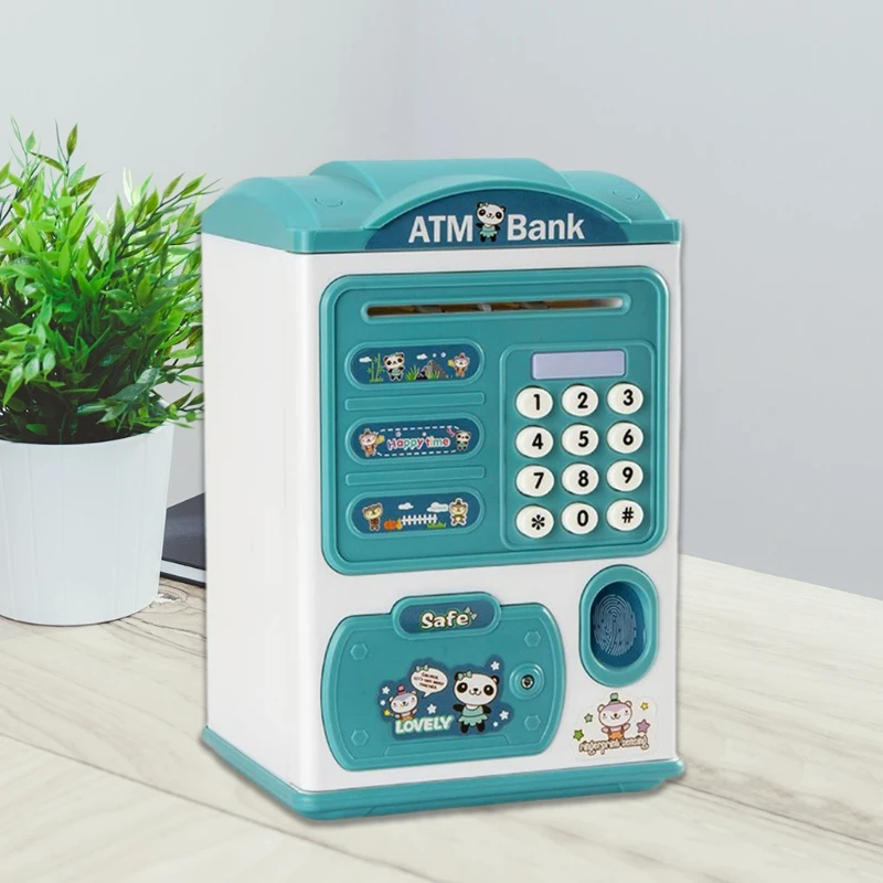 

Password Piggy Bank Cute Music Light Fingerprint Unlock Automatic Roll Money Piggy Money Bank Toy