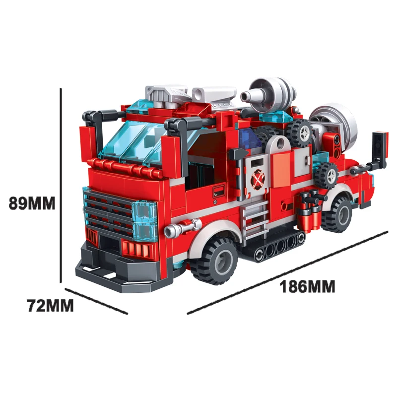 

MOC creator 12 in 1 Tunnel fire truck 336pcs City Fire Fighters Police Car DIY Model Building Blocks Bricks Toys For children