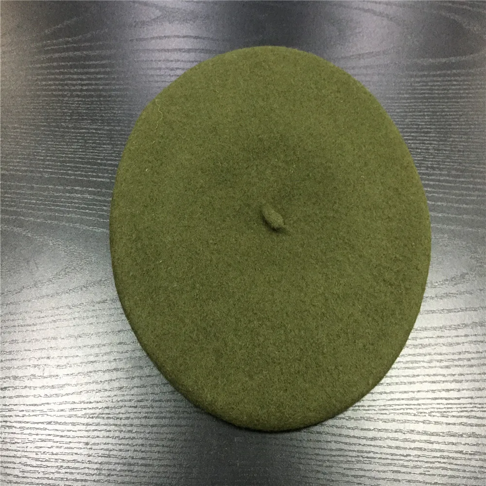 Khaki Женская шерстяная шляпа, Женские однотонные зимние шапки для девочек, женские классические шляпы в стиле художника, светло-коричневые, горчичные, розовые, фиолетовые, красные шляпы - Цвет: Khaki