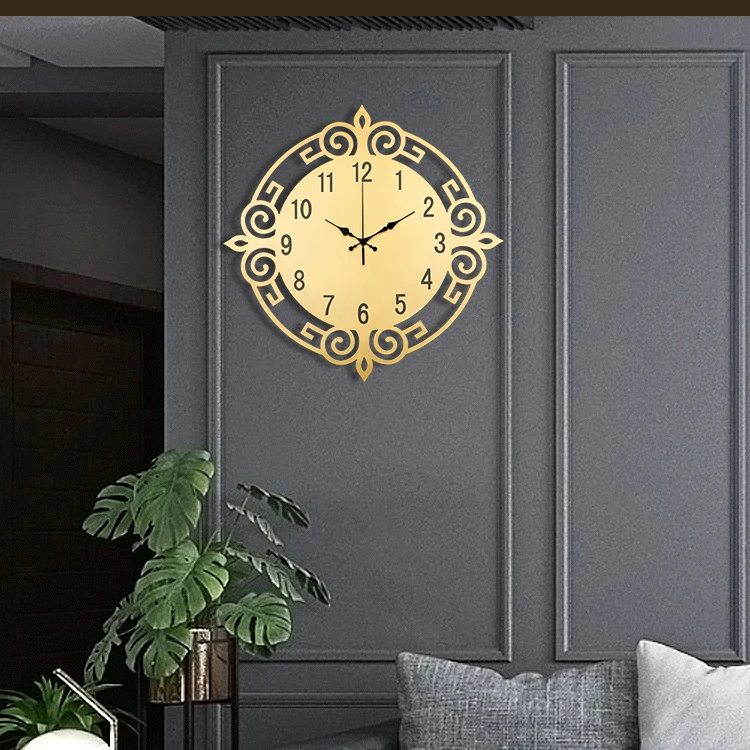 

Luxury Metal Wall Clock Golden European Simple Silent Living Room Quartz Clock Wall Grosse Horloge Home Decor Wall Watch MM60WC