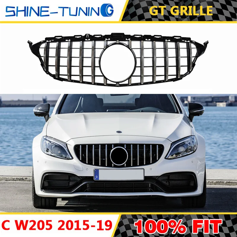 Подходит для mercedes New C class W205 GT R GTR Grill 2019 C180 C200 C250 C300 без эмблемы 2015 19 с/без камеры