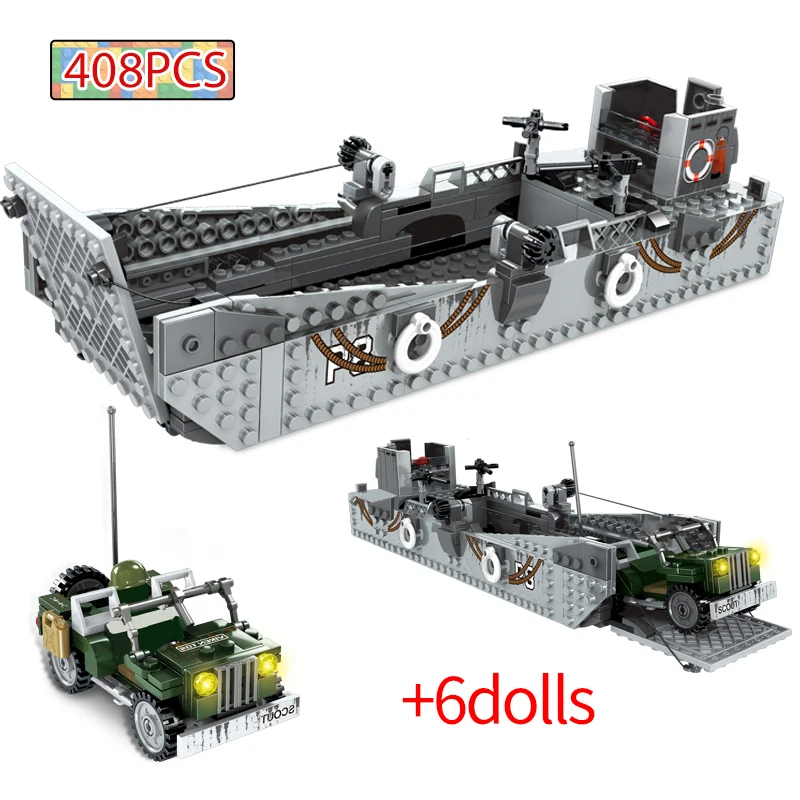 

408PCS City WW2 Military Technical Fighting Car Model Building Blocks Retro Vehicle Figures Bricks DIY Toys For Kids Boys Gifts