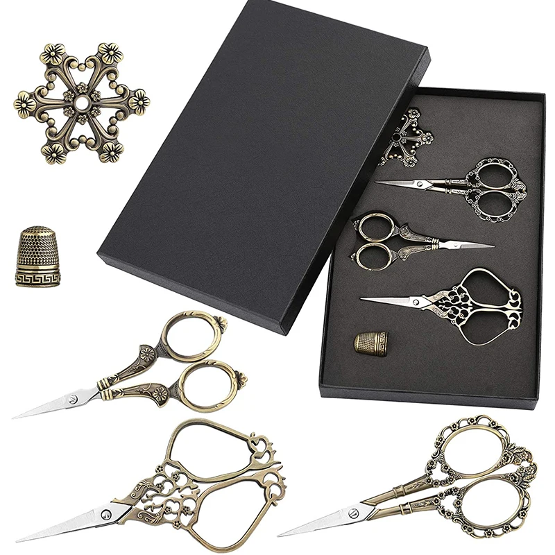 

KAOBUY 3 Pairs Embroidery Scissors Retro Scissor Stainless Steel Quality Suitable for Professional Tailor Sewing and Quilting