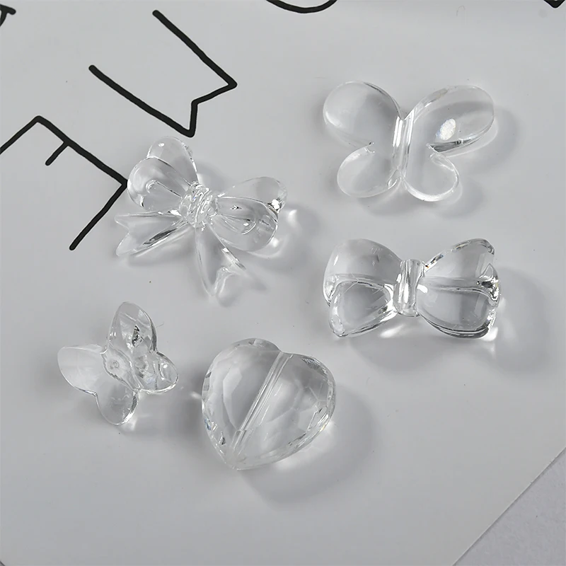 50 шт./лот серьги подвески в виде бабочки/банта/сердца из смолы/из акриловых бусин