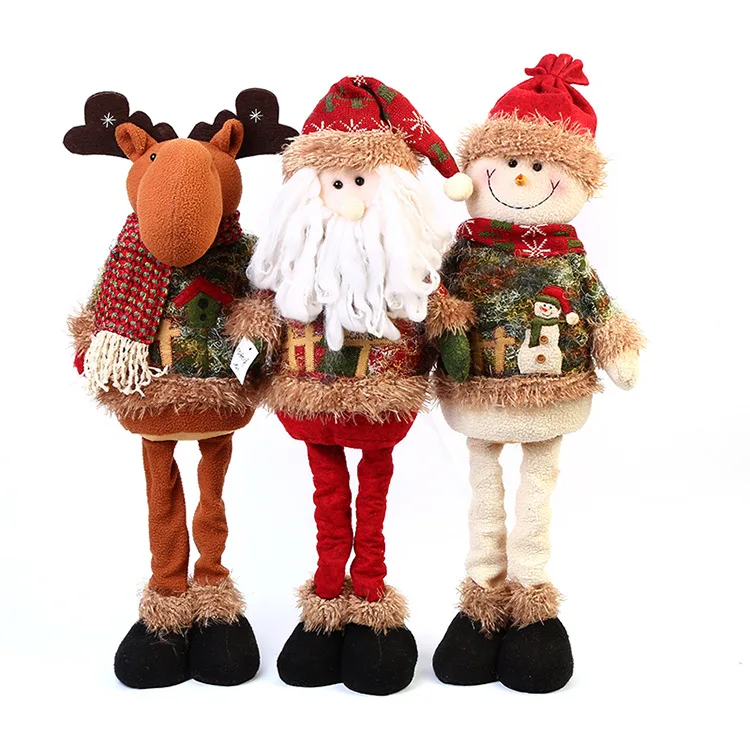 

Christmas Decoration Retractable Santa Claus Snowman Elk Xmas Dolls Kids Gift Home Ornaments Children's Plush Toy