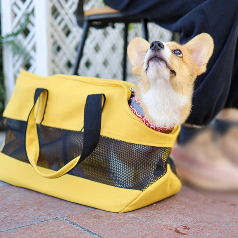 

Canvas + mesh Pet Cat and Dog Carrying Bag Pet Handbag waterproof breathable and comfortable