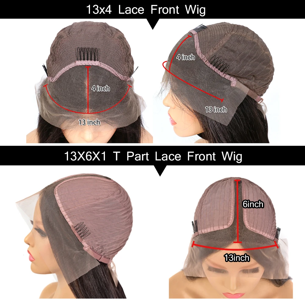 Kinky Straight 13x4 Lace Front Wig Human Brazilain Remy Hair 250% Yaki Transparent Part Wigs For Black Women | Шиньоны и парики