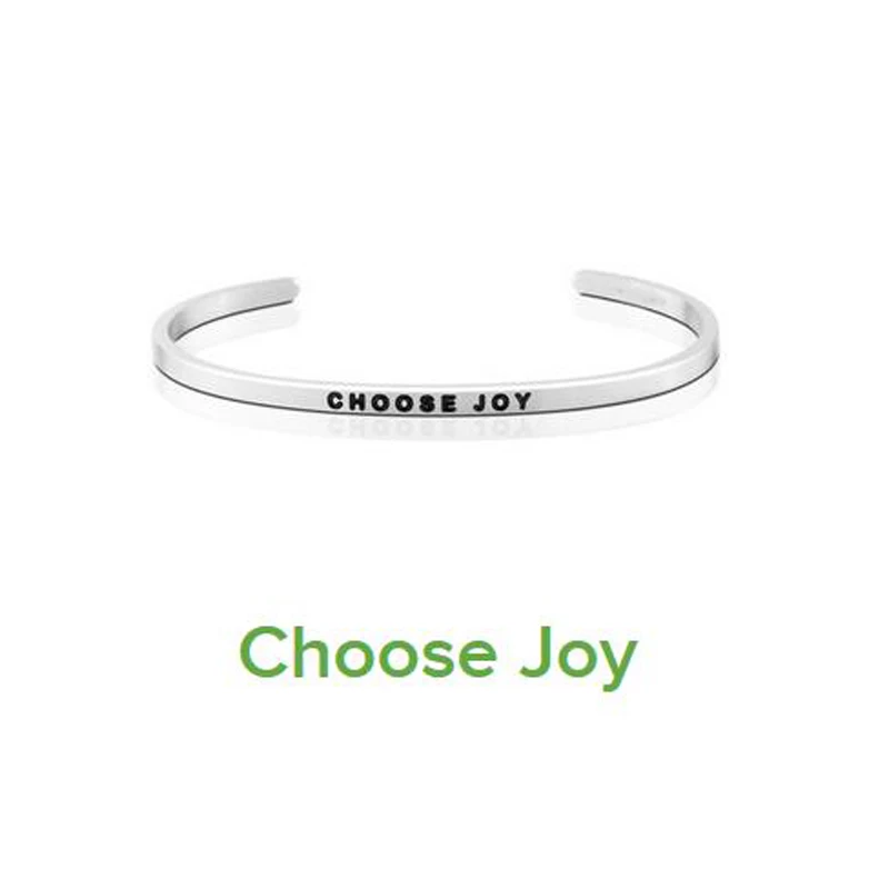 

Customized 4mm Carving Choose Joy Inspirational Quote Mantra Bangle Bracelet For Women Stainless Steel Men's Cuff Bangle