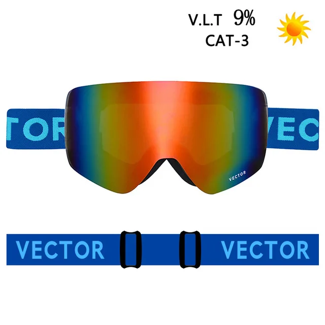 dark blue VECTOR Brand Ski Goggles Men Women Double Lens UV400 Anti-fog Skiing Eyewear Snow Glasses Adult Skiing Snowboard Goggles - Цвет: dark blue