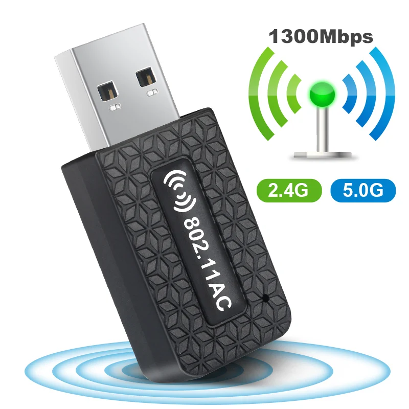 

USB Wi-Fi Adapter AC1300Mbps Wifi Adapter 5ghz Wi Fi Dongle USB3.0 Ethernet Long Range Wireless Network Card Wi Fi Module For PC