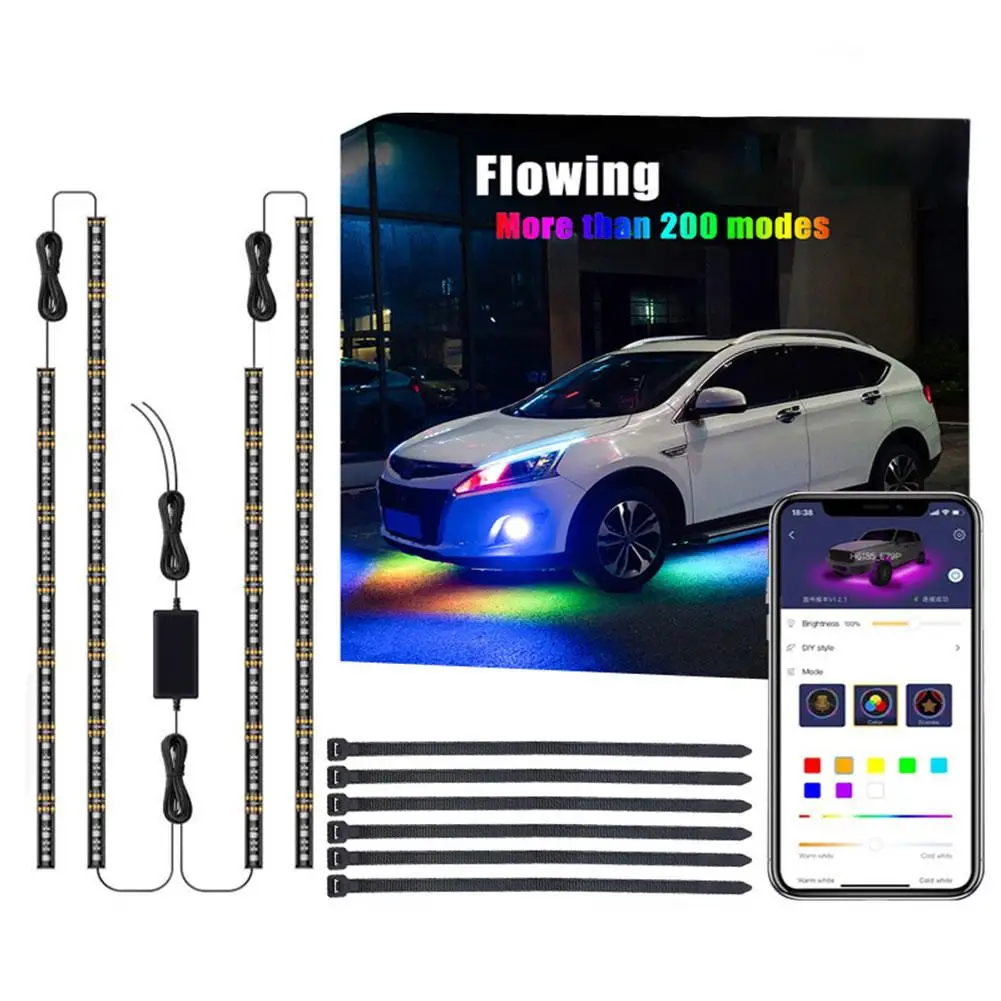 

IP 68 Waterproof App Control Sync to Music DC 12V Car Underglow LED Lights Exterior Car Atmosphere Lights with Ultra Long Strips