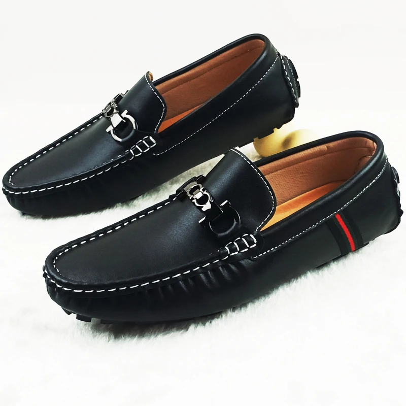 

2020 Leather Men Shoes Luxury Brand Casual Slip on Formal Penny Loafers Man Moccasins Italian Black White Male Driving Shoes