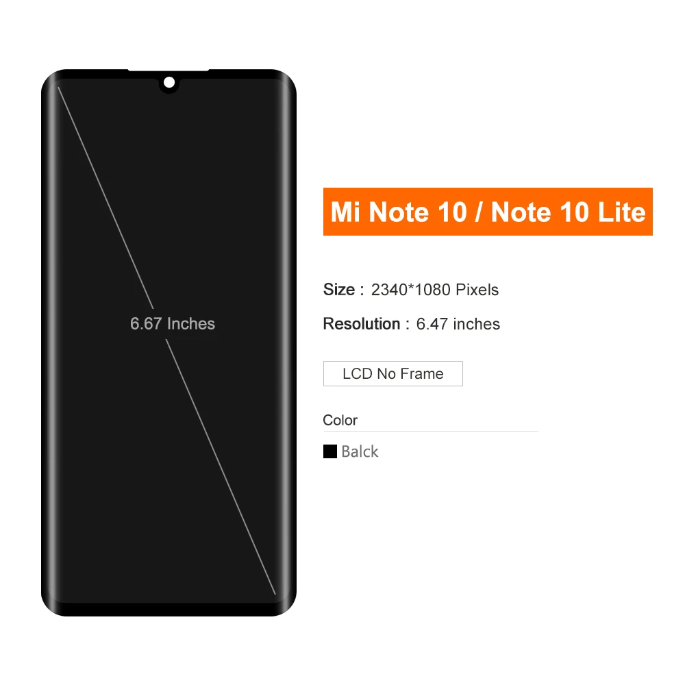 6 47 новый оригинальный ЖК-дисплей для Xiaomi Mi Note 10 Lite note с кромкой и сенсорным