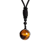 nature 5a tiger eye stone pendant necklaces women natural beads reiki energy healing necklaces men fashion rope chain jewelry