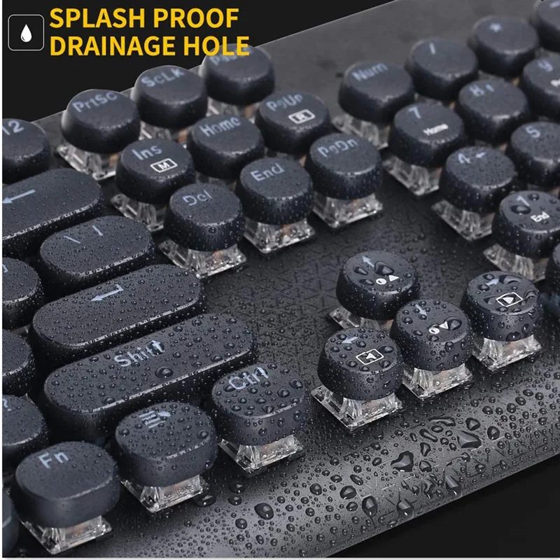 Механическая игровая клавиатура HUO JI K600 в стиле ретро 104 клавиш Светодиодный