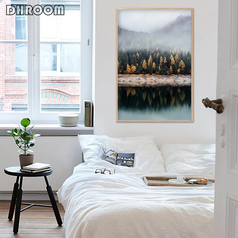 Картина на холсте в виде леса КАПЛЕВИДНАЯ Настенная картина стиле минимализма с