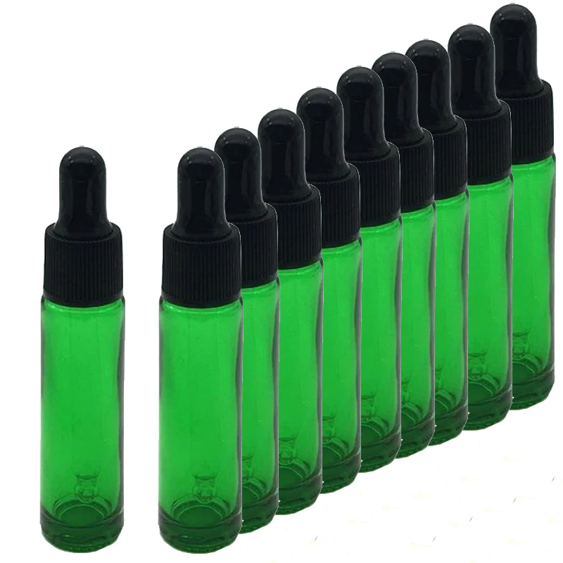 10pcs Green 10 шт. 10 мл образец духов стеклянный флакон-капельница с чистым стеклом трубки-пипетки мини-сосуд для эфирных масел - Цвет: 10pcs Green