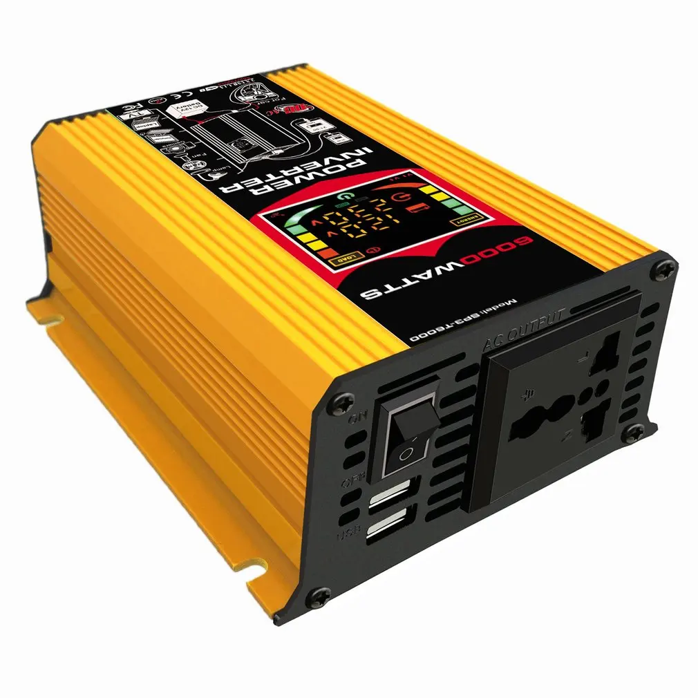6000 Вт 12 В до 220 В/110 в смарт дисплей Автомобильный преобразователь питания адаптер