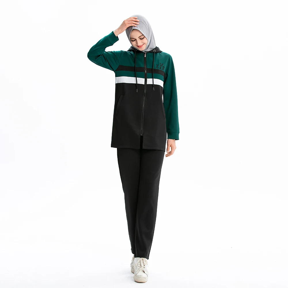 Muslim Women's Tracksuits Hijab Women Islamic Long Sleeve Casual Hoodie Top Pants Jumpsuit Modest Jogging Homme Sport Wear Femme